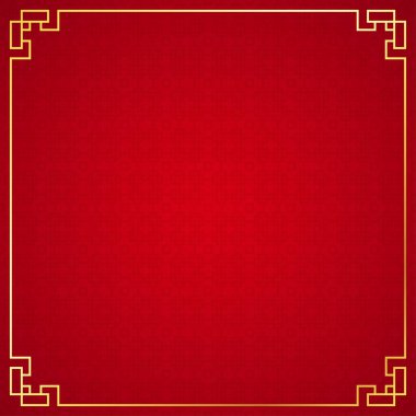 Kırmızı arka planda Doğu Çin sınır süsü, vektör illüstrasyonu