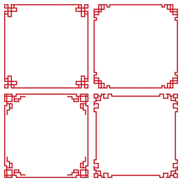 Set of oriental chinese border ornament, vector illustration — Stock Vector