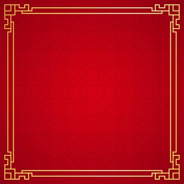 Kırmızı arka planda Doğu Çin sınır süsü, vektör illüstrasyonu