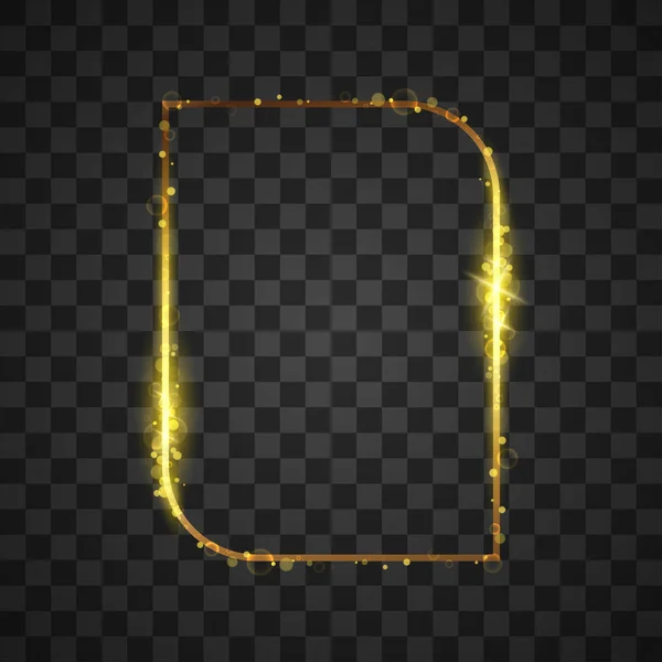 Gyllene ram med ljus effekter på transparent bakgrund — Stock vektor