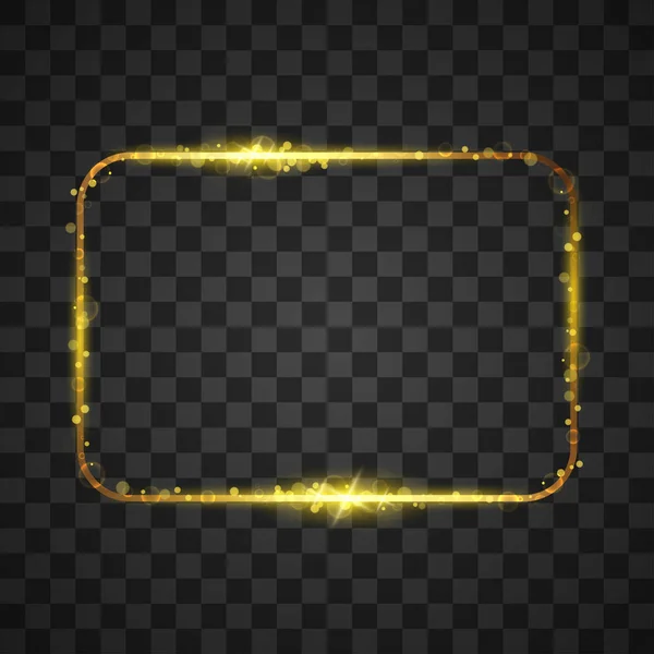 Zlatý rám s efekty světel na průhledném pozadí — Stockový vektor