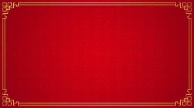 Kırmızı arka planda Doğu Çin sınır süsü, vektör illüstrasyonu