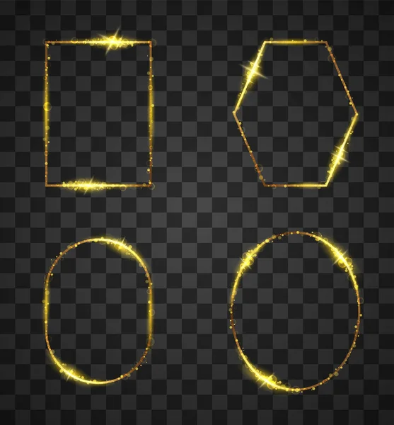 Cadre Doré Avec Des Effets Lumière Sur Fond Transparent — Image vectorielle