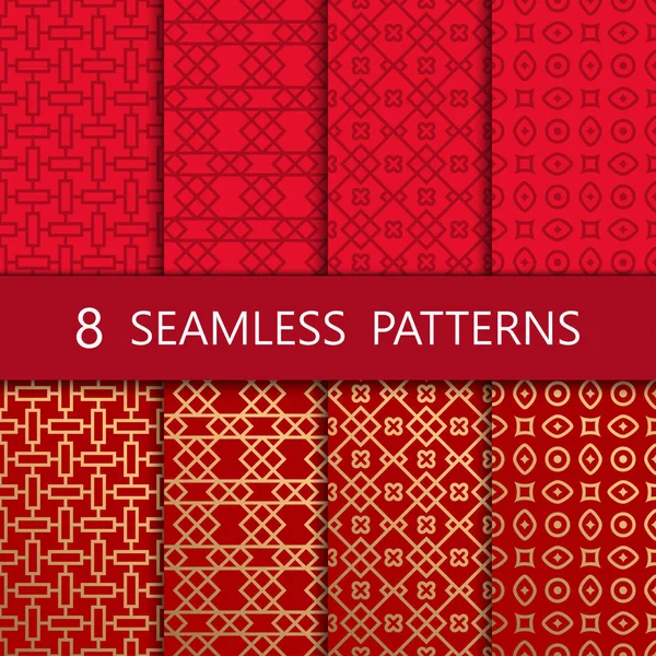 Set van gouden Chinese naadloze patroon, vector illustratie — Stockvector