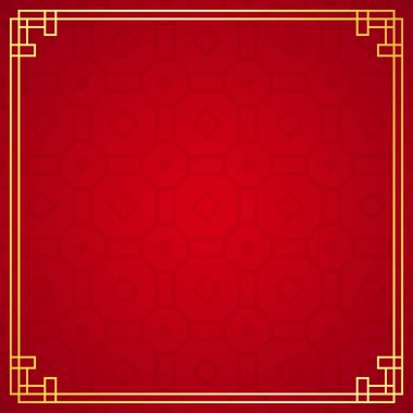 Kırmızı arka planda Doğu Çin sınır süsü, vektör illüstrasyonu