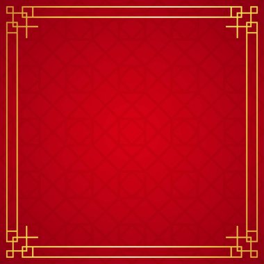 Kırmızı arka planda Doğu Çin sınır süsü, vektör illüstrasyonu