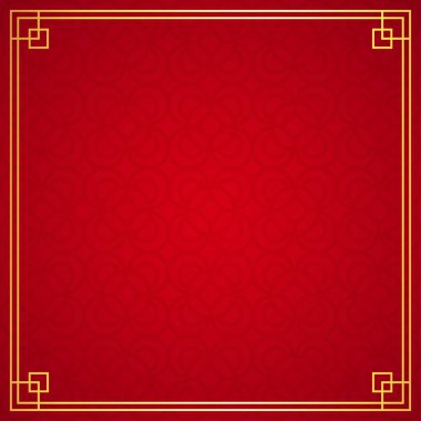 Kırmızı arka planda Doğu Çin sınır süsü, vektör illüstrasyonu