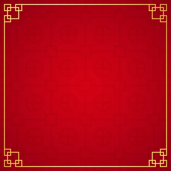 Orientalisches chinesisches Randornament auf rotem Hintergrund, Vektorillustration — Stockvektor