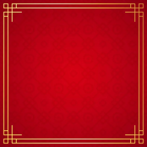 Ornamento frontera chino oriental sobre fondo rojo, ilustración vectorial — Archivo Imágenes Vectoriales