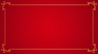 Kırmızı arka planda Doğu Çin sınır süsü, vektör illüstrasyonu