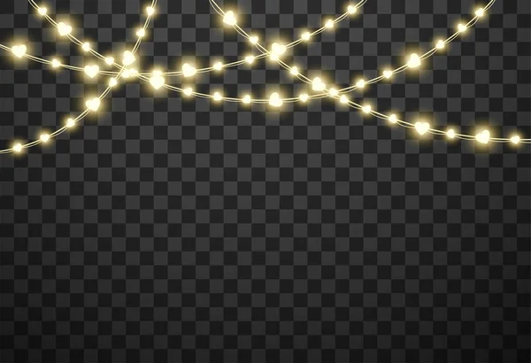 Valentine's lights isolated on transparent background, vector illustration — ストックベクタ