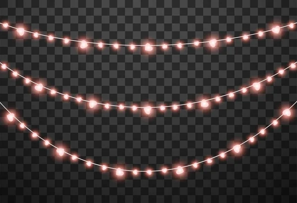 Valentine's lights isolated on transparent background, vector illustration — ストックベクタ