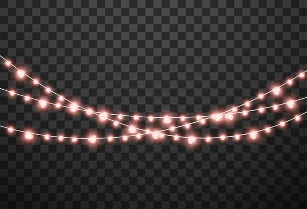 Valentine's lights isolated on transparent background, vector illustration — ストックベクタ