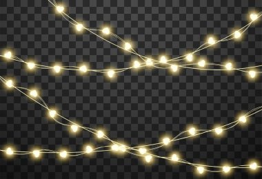 Şeffaf arka planda izole kalp ampulleri, vektör illüstrasyonu