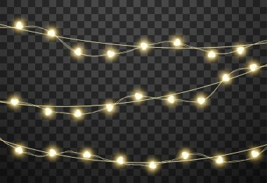 Şeffaf arka planda izole kalp ampulleri, vektör illüstrasyonu