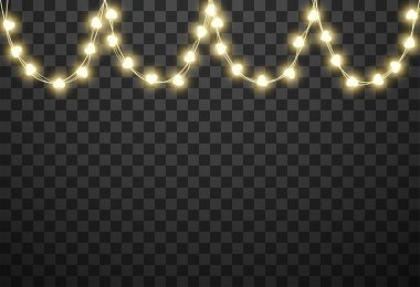 Şeffaf arka planda izole kalp ampulleri, vektör illüstrasyonu