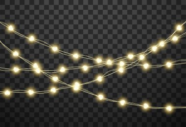 Şeffaf arka planda izole kalp ampulleri, vektör illüstrasyonu