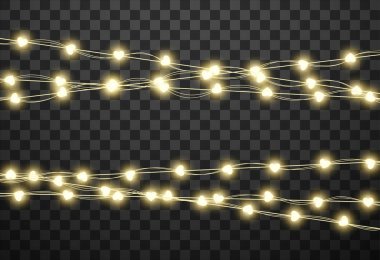 Şeffaf arka planda izole kalp ampulleri, vektör illüstrasyonu