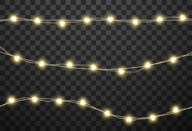 Şeffaf arka planda izole kalp ampulleri, vektör illüstrasyonu