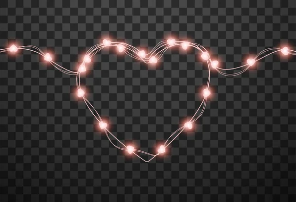 Hearts light bulbs isolated on transparent background, vector illustration