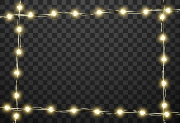 Corazones bombillas aisladas sobre fondo transparente, ilustración vectorial — Vector de stock