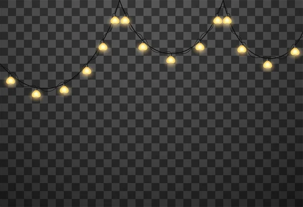 Corazones bombillas aisladas sobre fondo transparente, ilustración vectorial — Vector de stock