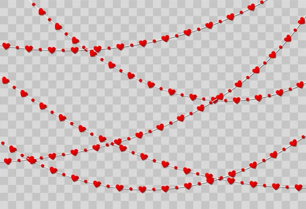 Carta rossa a forma di cuore isolata su sfondo trasparente — Vettoriale Stock