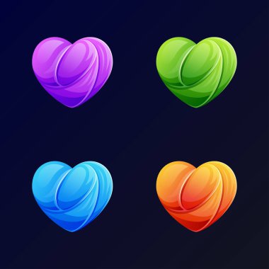 Mavi arkaplanda modern aşk logosu şablonu, vektör illüstrasyonu