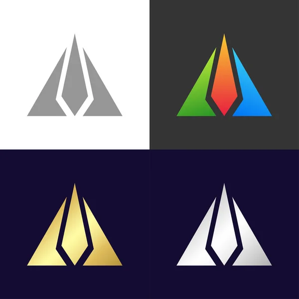 Ensemble d'icônes et logo triangles colorés, illustration vectorielle — Image vectorielle