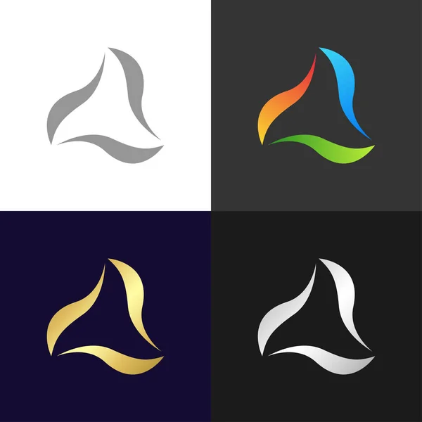 Set van kleurrijke driehoeken pictogrammen en logo, vector illustratie — Stockvector