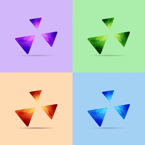 一套五彩缤纷的三角形图标和标志,矢量插图 — 图库矢量图片