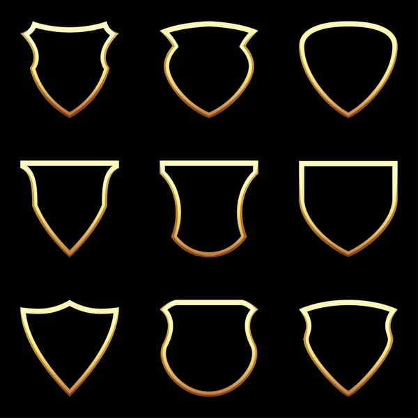 Conjunto de icono de escudo sobre fondo negro, ilustración vectorial — Vector de stock