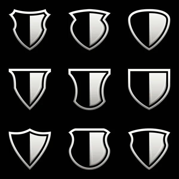 Set van schild pictogram op zwarte achtergrond, vector illustratie — Stockvector