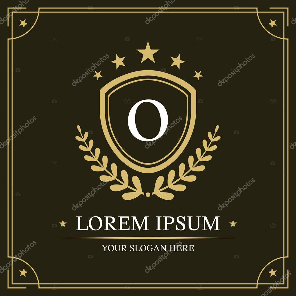 Luxury logo template, Initial letter type O, vector illustration