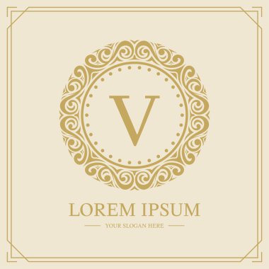 Lüks monogram logo şablonu, V harfi logo tasarımı