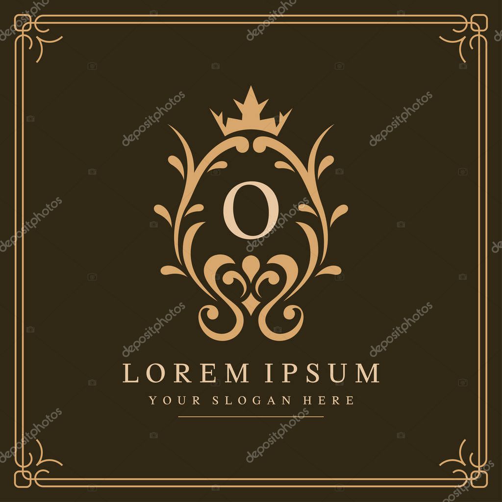 O letter vector logo template on brown background, vector illustration