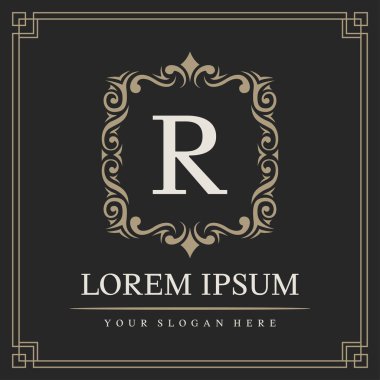 Lüks logo şablonu, ilk harf R tipi