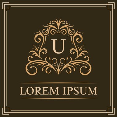Lüks logo şablonu, U harfi logo tasarımı