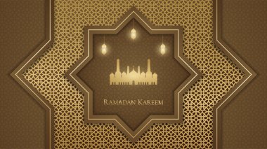 Güzel Ramazan Kareem selamlama posteri veya arkaplan, vektör illüstrasyonu