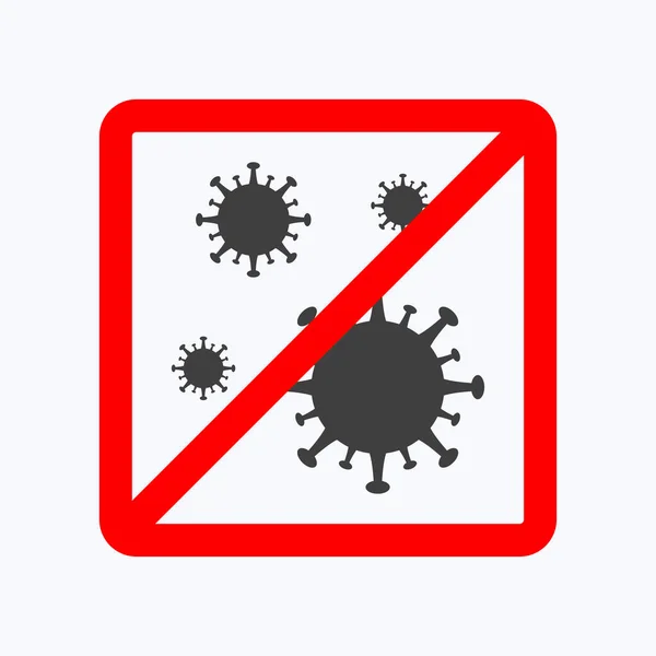 Tanda Terlarang Dengan Coronavirus Gaya Desain Datar Pada Latar Belakang - Stok Vektor