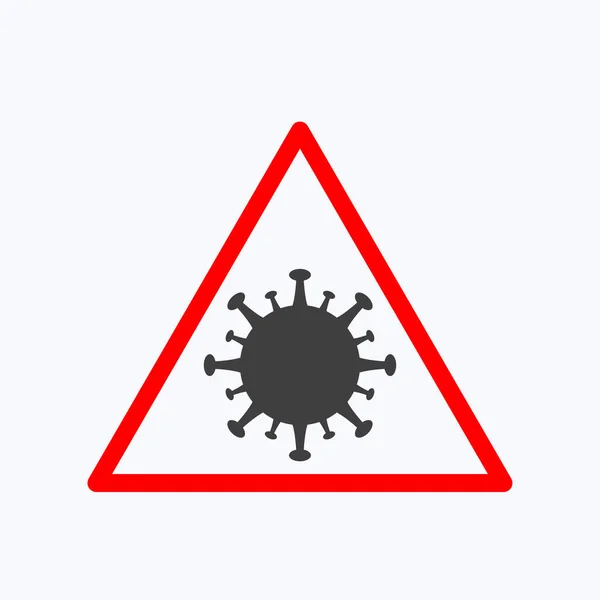 Signo Atención Con Coronavirus Estilo Diseño Plano Sobre Fondo Blanco — Archivo Imágenes Vectoriales