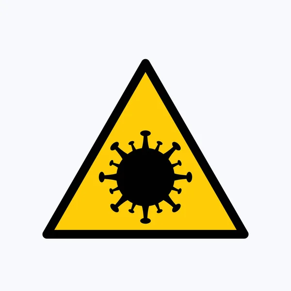 Signo Atención Con Coronavirus Estilo Diseño Plano Sobre Fondo Blanco — Archivo Imágenes Vectoriales