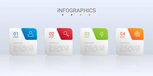 Modèle Infographique Timeline Coloré Avec Étapes Sur Fond Gris Illustration — Image vectorielle