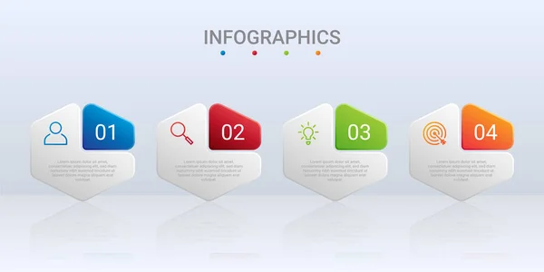 Modèle Infographique Timeline Coloré Avec Étapes Sur Fond Gris Illustration — Image vectorielle