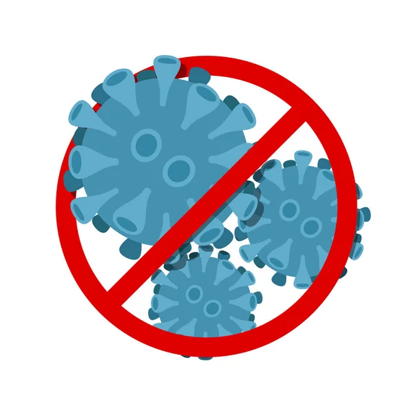 Coronavirus 2019 Ncov Con Segno Proibito Sfondo Bianco Illustrazione Vettoriale — Vettoriale Stock