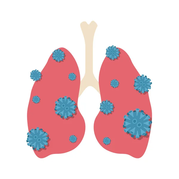 コロナウイルス2019 Ncov白い背景に肺 ベクトル図 — ストックベクタ
