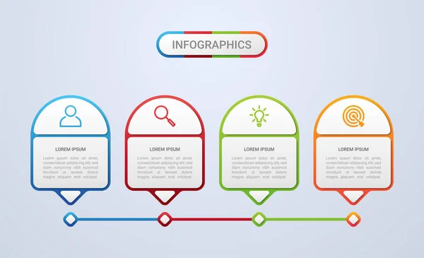 Visualização Dados Negócios Modelo Infográfico Com Passos Sobre Fundo Cinza — Vetor de Stock