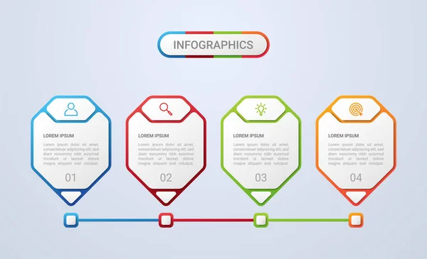 Wizualizacja Danych Biznesowych Szablon Infograficzny Krokami Szarym Tle Ilustracja Wektorowa — Wektor stockowy