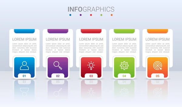 Business Data Visualization Infographic Template Steps Gray Background Vector Illustration — Stock Vector