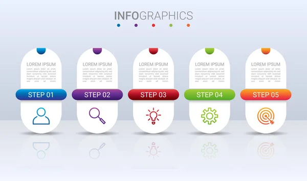 Απεικόνιση Επιχειρηματικών Δεδομένων Πρότυπο Infographic Βήματα Γκρι Φόντο Διανυσματική Απεικόνιση — Διανυσματικό Αρχείο